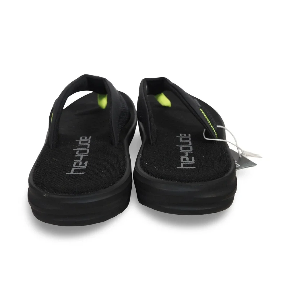 Hey Dude Flinn Free Foam Bed Thong Sandals Mens 9 Black Airflow Flip Flops